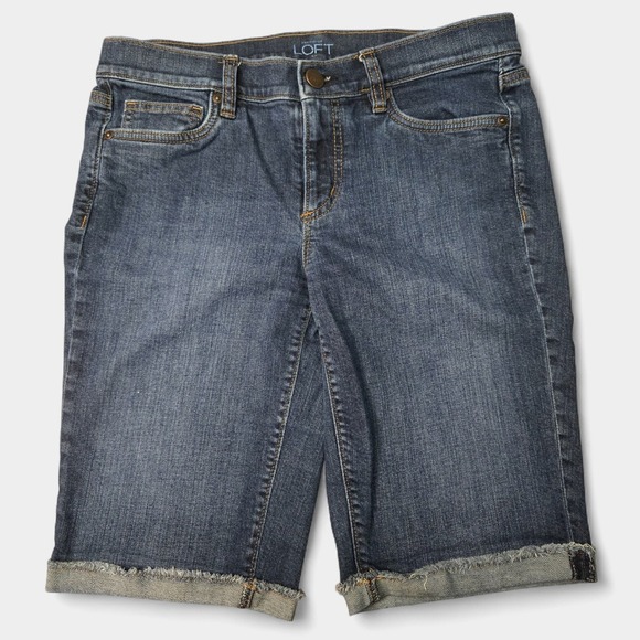 LOFT Pants - Loft Bermuda Jean Rolled Hem Shorts 6 Summer Minimalist Preppy Casual Vacation